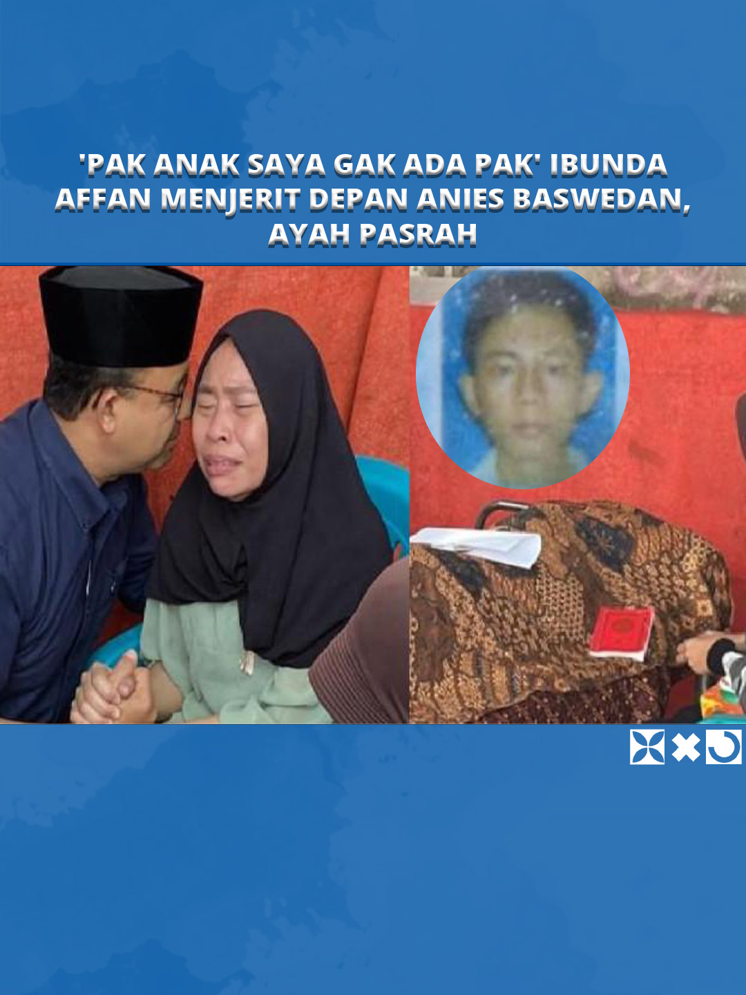 'Pak Anak Saya Gak Ada Pak' Ibunda Affan Menjerit di Depan Anies Baswedan, Ayah Cuma Bisa Pasrah Tangisan ibunda Affan Kurniawan, Erlina tak tertahankan kala Mantan Gubernur DKI Jakarta Anies Baswedan melayat ke rumah duka di kawasan Menteng, Jakarta Pusat, Jumat (29/8/2025) pagi. Affan (21) merupakan sopir ojek online (ojol) yang tewas ditabrak dan dilindas kendaraan taktis (rantis) milik brimob ketika membubarkan massa aksi di Pejompongan, Kamis malam. Mengenakan kemeja berwarna biru gelap dan peci hitam, Anies datang ke rumah duka menemui keluarga Affan. #affan #ojol #meninggaldunia #tangisibunda #anisbaswedan #viralvideo #tribunnewssultra Program: Tribun Update Video Editor: Wa Ode Ria Ika Hasana Sumber: Fb/wartakota Uploader: