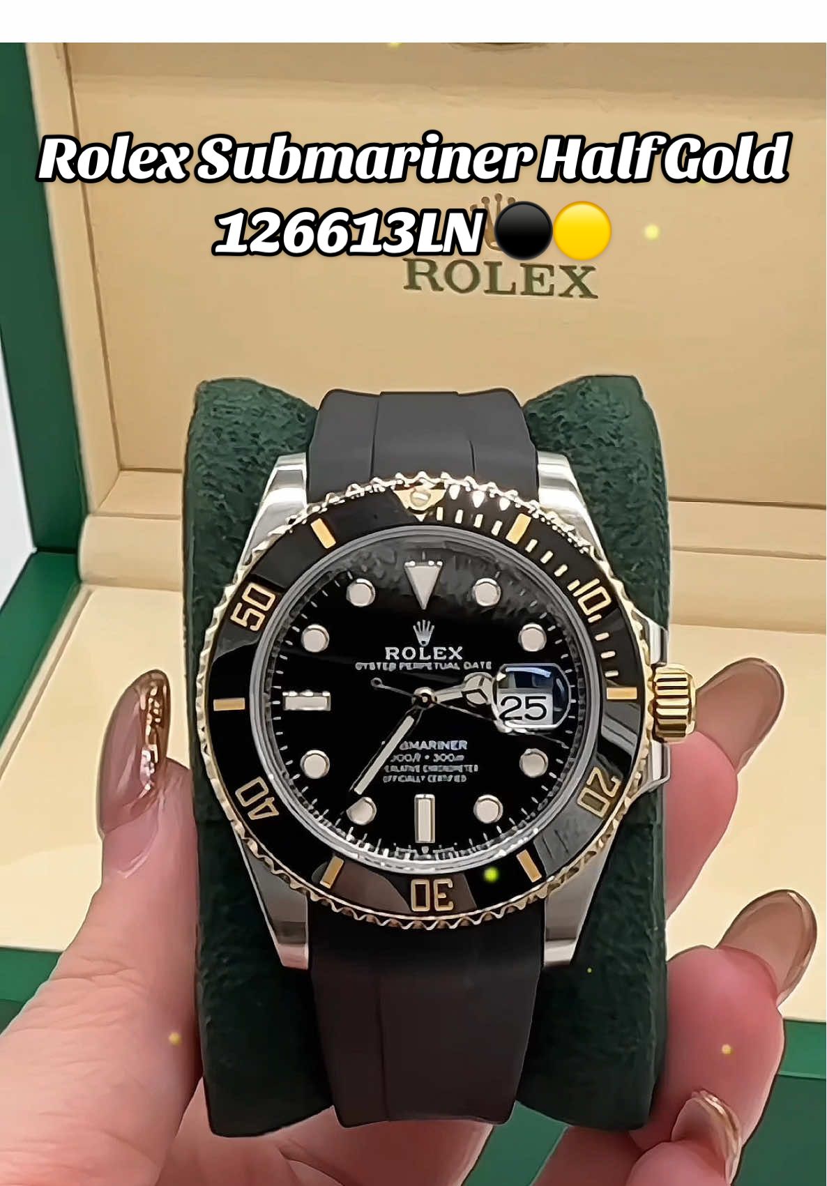 📌Rolex Submariner Half Gold 126613LN ⚫️🟡 Watch come with Fullset 41mm Tip top condition 👍🏻 📍 Physical store in Penang （Queen Waterfront Q1 1st floor) If you’re interested in knowing more about the watches, feel free to contact me on WhatsApp 📲 013-5634134 (Joanne)#luxurywatch #preowned #rolex #submariner #watch 