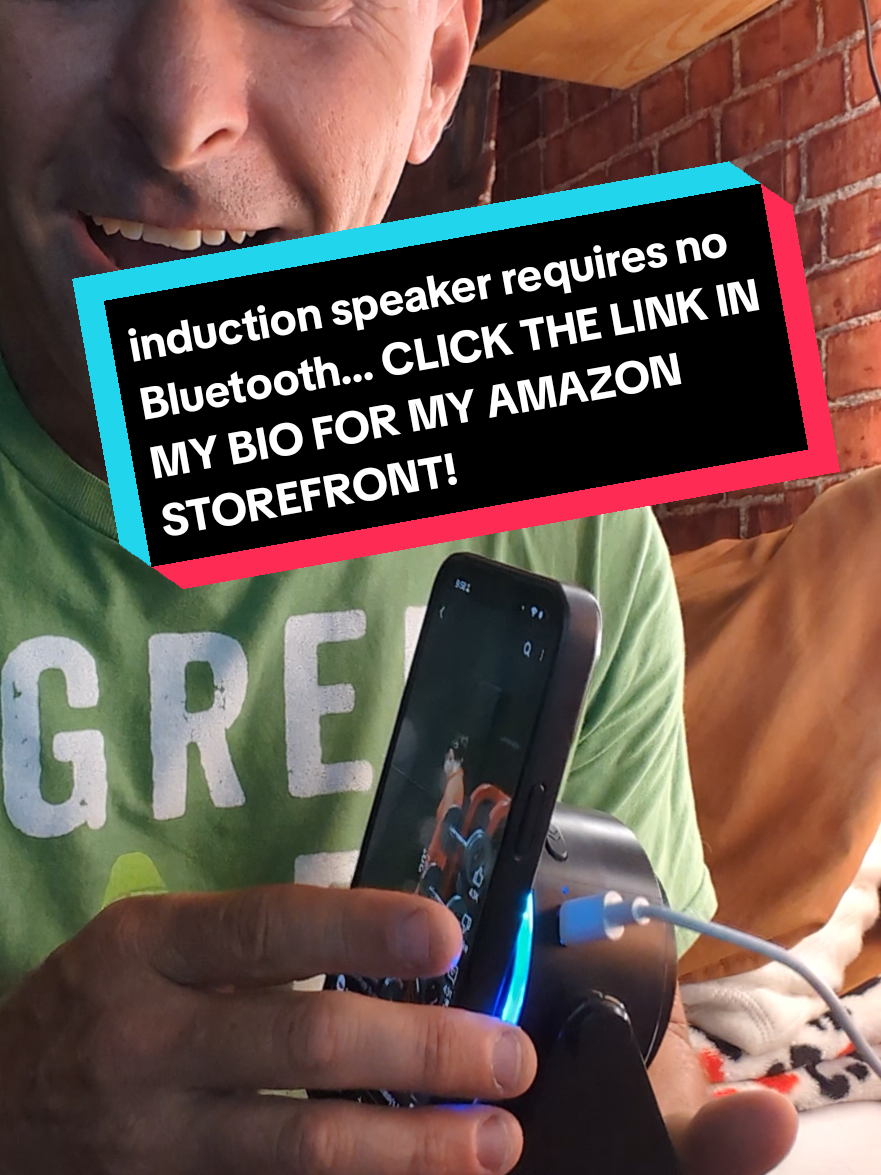 I made it compensated for doing this video but check out this induction speaker that requires no Bluetooth connection. simply put your phone, Android or iPhone on the stand and you won't believe how loud it gets. Great for barbecues School in your bedroom and the shower in the RV in your boat and your man cave or your office.