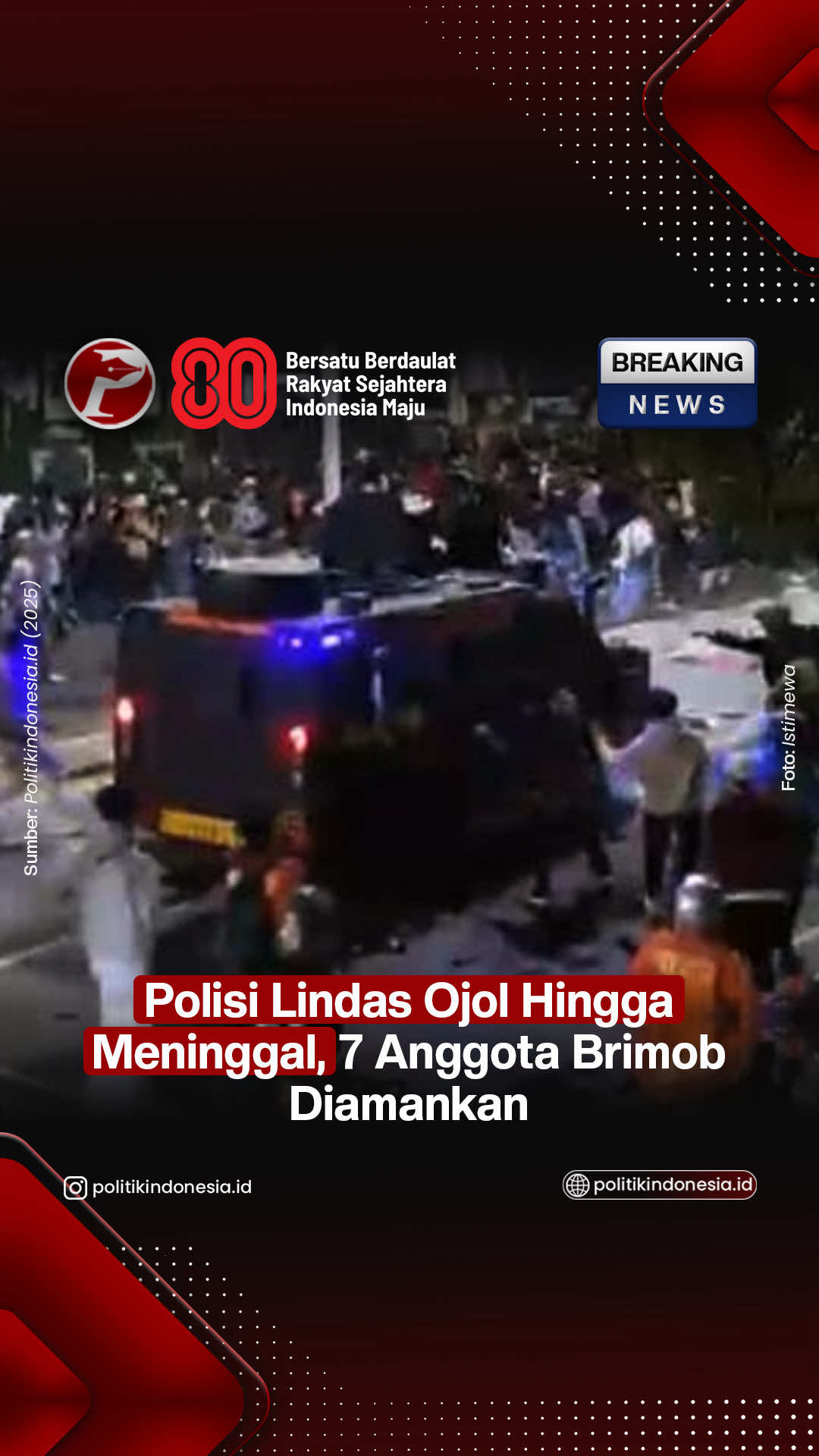 Kapolda Metro Jaya Irjen Asep Edi Suheri mengonfirmasi pengemudi ojek online yang tewas dalam insiden di kawasan Pejompongan, Jakarta Pusat, Kamis (28/8/2025) sore. 
