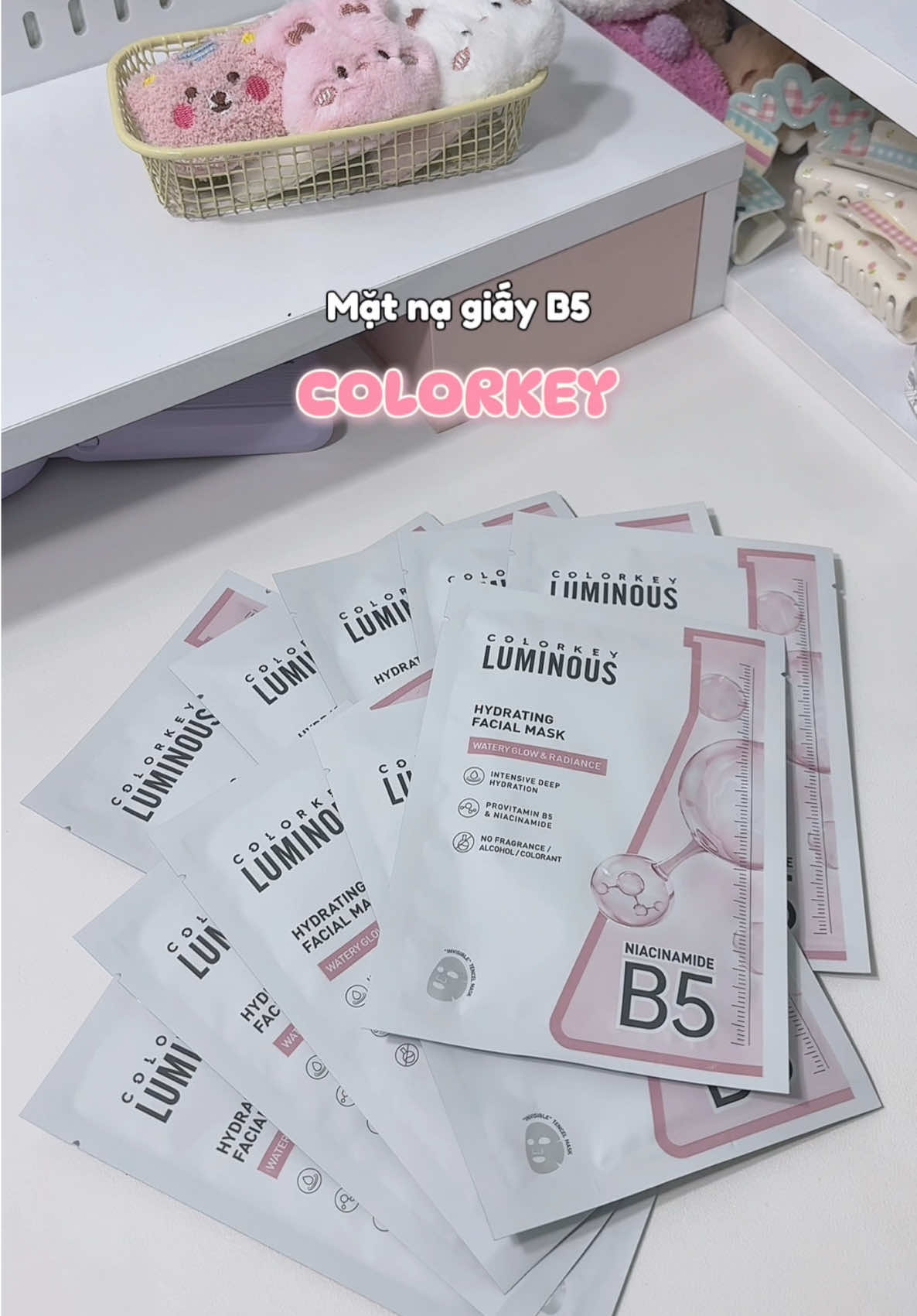 Mặt nạ giấy colorkey niacinamide B5 🫧🍒  #colorkey #colorkeyvn #colorkeyluminous #skincare #fpy 