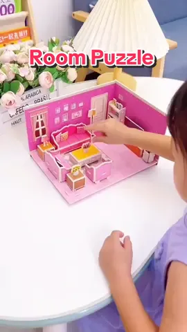 The cozy little room we build together is so beautiful! #3dpuzzle #toyhouse #diypuzzle #housepuzzle 