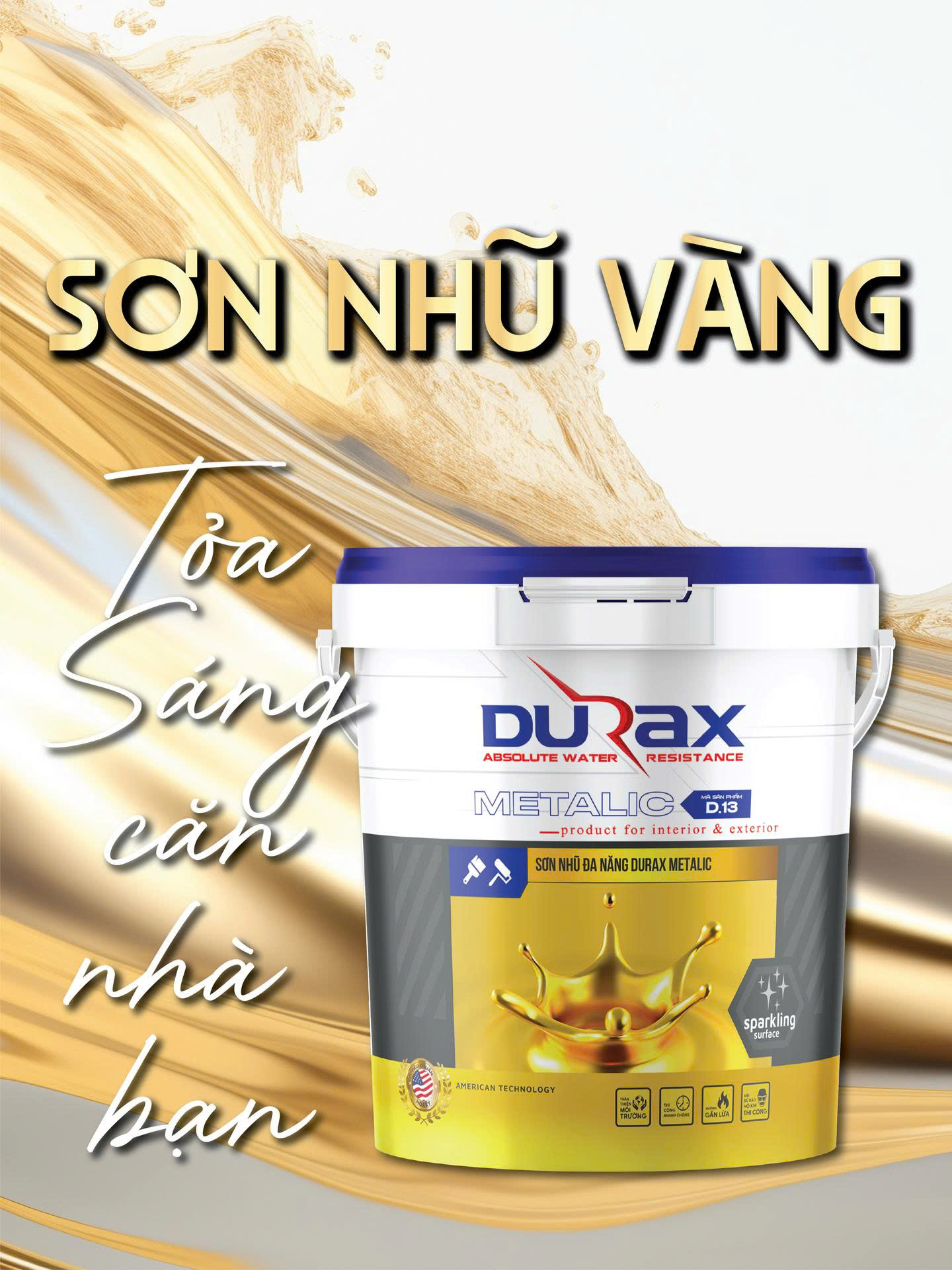 Sơn Nhũ Vàng 24K – Sơn Bám Dính Trên Mọi Vật Liệu, Hiệu Ứng Lấp Lánh Ánh Kim 24K, Dễ Dàng Sử Dụng, Độ Bền Cao #sonnhuvang24k #sonnhuvanganhkim