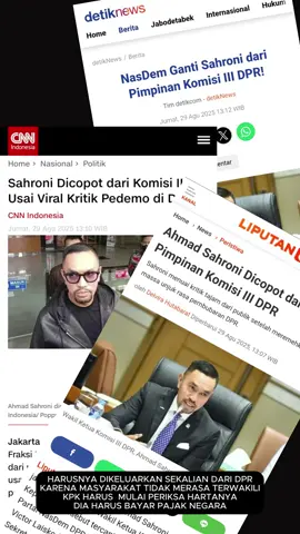 Langkah tepat kali ini, pencopotan #AhmadSahroni dari Pimpinan Komisi III DPR @DPR RI kenapa koq nggak sekalian dikeluarkan dari DPR, rakyat tidak merasa terwakili dengan WAKIL YANG AROGAN dan menTOLOLkan rakyatnya ! #ahmadsahronidicopot