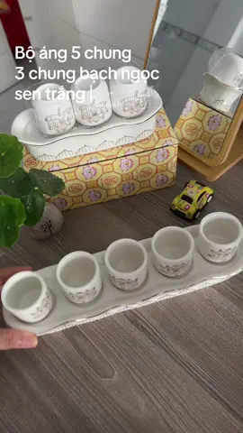 Bộ áng 5 chung 3 chung bạch ngọc sen trắng trang nghiêm #dothocung #dothophat #lynuoccungphat 