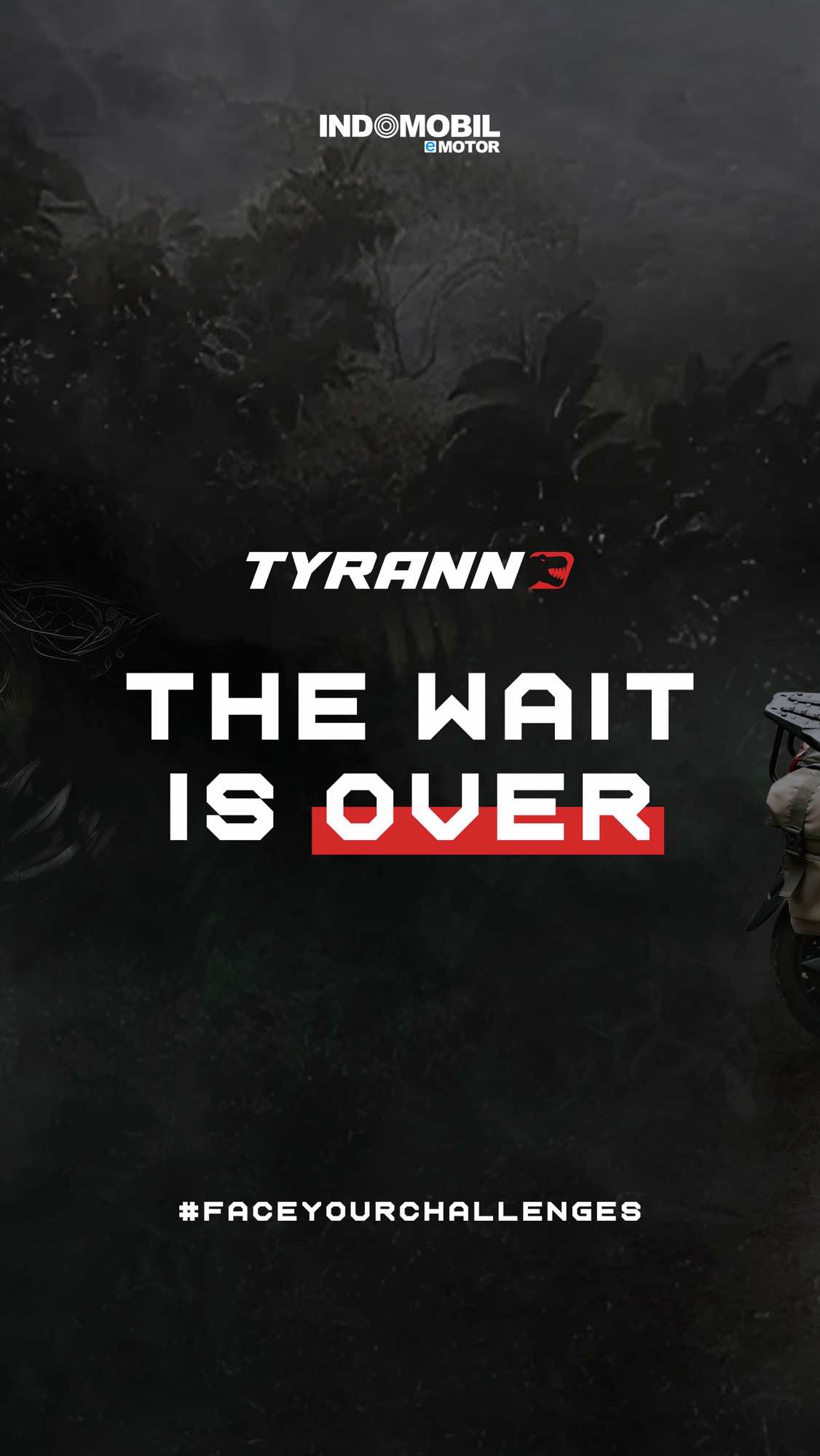 ⚡The Wait Is Over. Tyranno is READY. ⚡️ Dibekali performa tangguh, fitur modern, dan ketahanan luar biasa, Tyranno diciptakan untuk kamu yang berani mengeksplorasi jalan baru dan menaklukkan rintangan. 🚀 Bersiaplah… karena Tyranno akan segera datang ke kamu dan menemani setiap langkah untuk menembus batas! 🦖🔥 #IndomobilEmotor #InovasiMasaDepan #Tyranno 