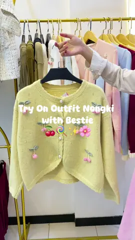 try on outfit nongki with bestie🍒🍭✨🌸 #purwokertocantik #purwokertokeren #outfitkece #outfitideas #ootdfashion 