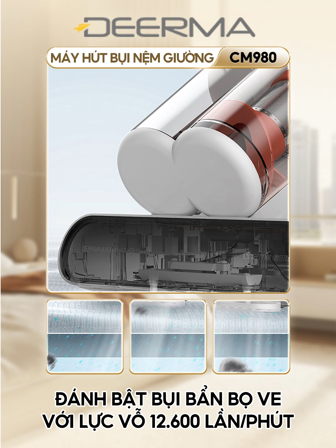 Hút sạch bụi ẩn, ngủ ngon hơn mỗi đêm. #mayhutbuigiuongnem #luchutmanh #tiauv #deermacm980 #deermavietnam