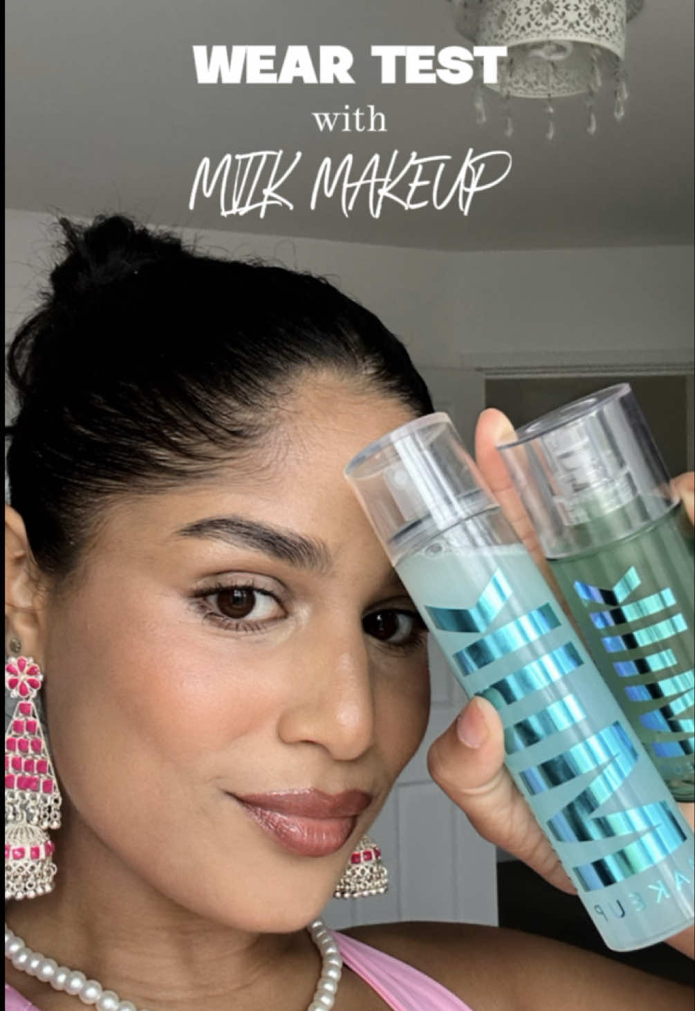 I put @milkmakeup‘s Hydro Grip Primer + Set & Refresh Spray through a full Ganesh Festival wear test! 💙🇮🇳🐘💐 ✔️ Grips + locks for up to 12 hours (thanks to blue agave) ✔️ Hydrates with hyaluronic acid + niacinamide ✔️ Dewy finish that survives heat, dancing & long days ✔️ Works on all skin types - I have dry, sensitive skin (& allergic to Linalool and lanolin - this does not contain) It worked for me and it’s officially made it into my normal makeup routine!! 🩵 #LiveYourLook @CXS  UGC SKINCARE MAKEUP BEAUTY CONTRNT CREATOR #ugc #ditl #makeup #grwm 