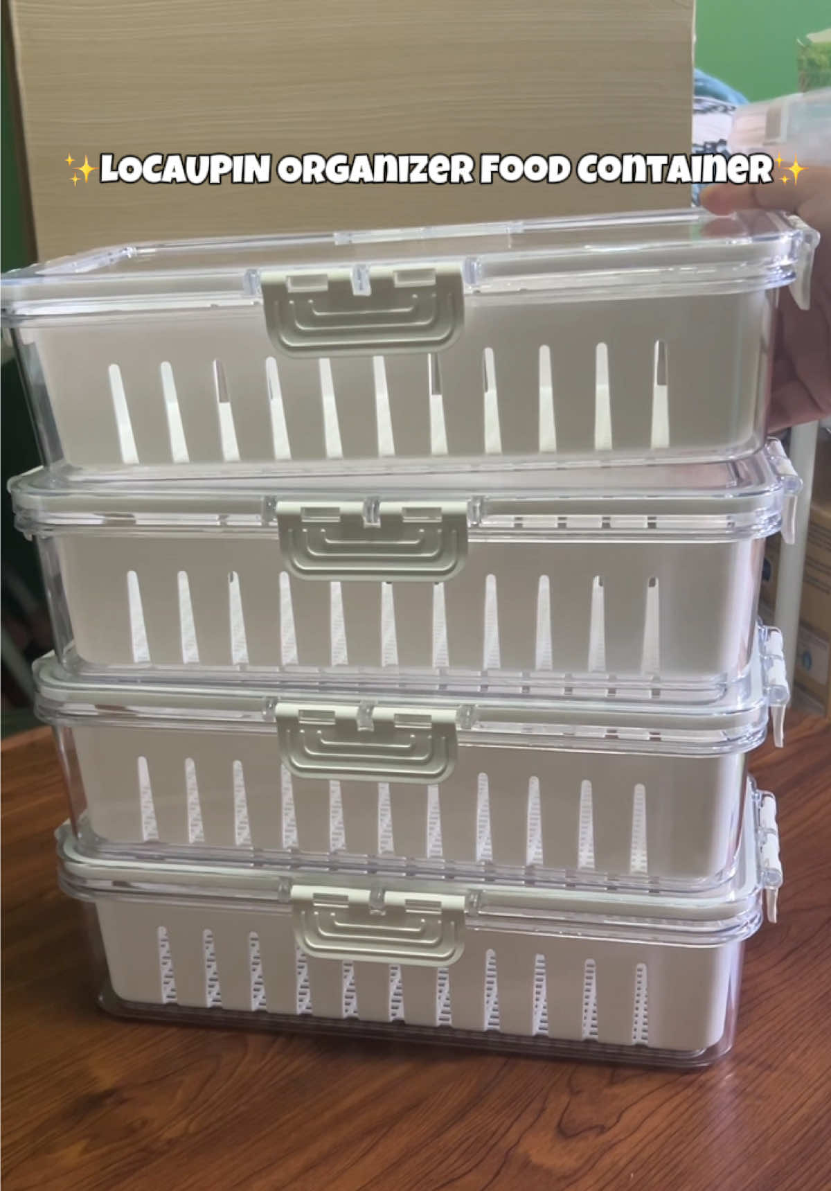 LOCAUPIN Fruits Vegetable Storage Fresh Keeper Fridge Organizer Food Container Lid Drain Basket Bin ##locaupinfridgeorganizer##locaupin##foodcontainerstorageforfreezer##organizerstorage fridge ##MomsofTikTok