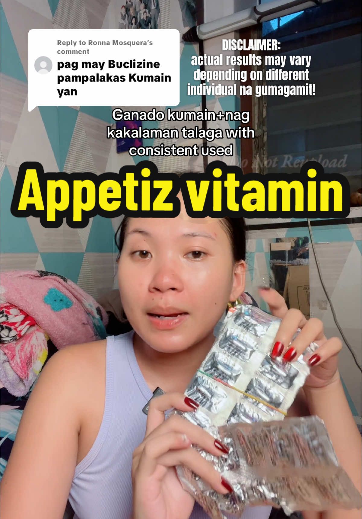 Replying to @Ronna Mosquera ay true yan mi, ngayon iniinom ko padin sya pero control nalang sa pag kain. Kac ayaw ko din na bigla akong lumubo talaga😩 #buclizinevitamins #buclizinehcimultivitaminsmineral #propanwithiron #nhadsrecos #buclizinehcimultivitamins  