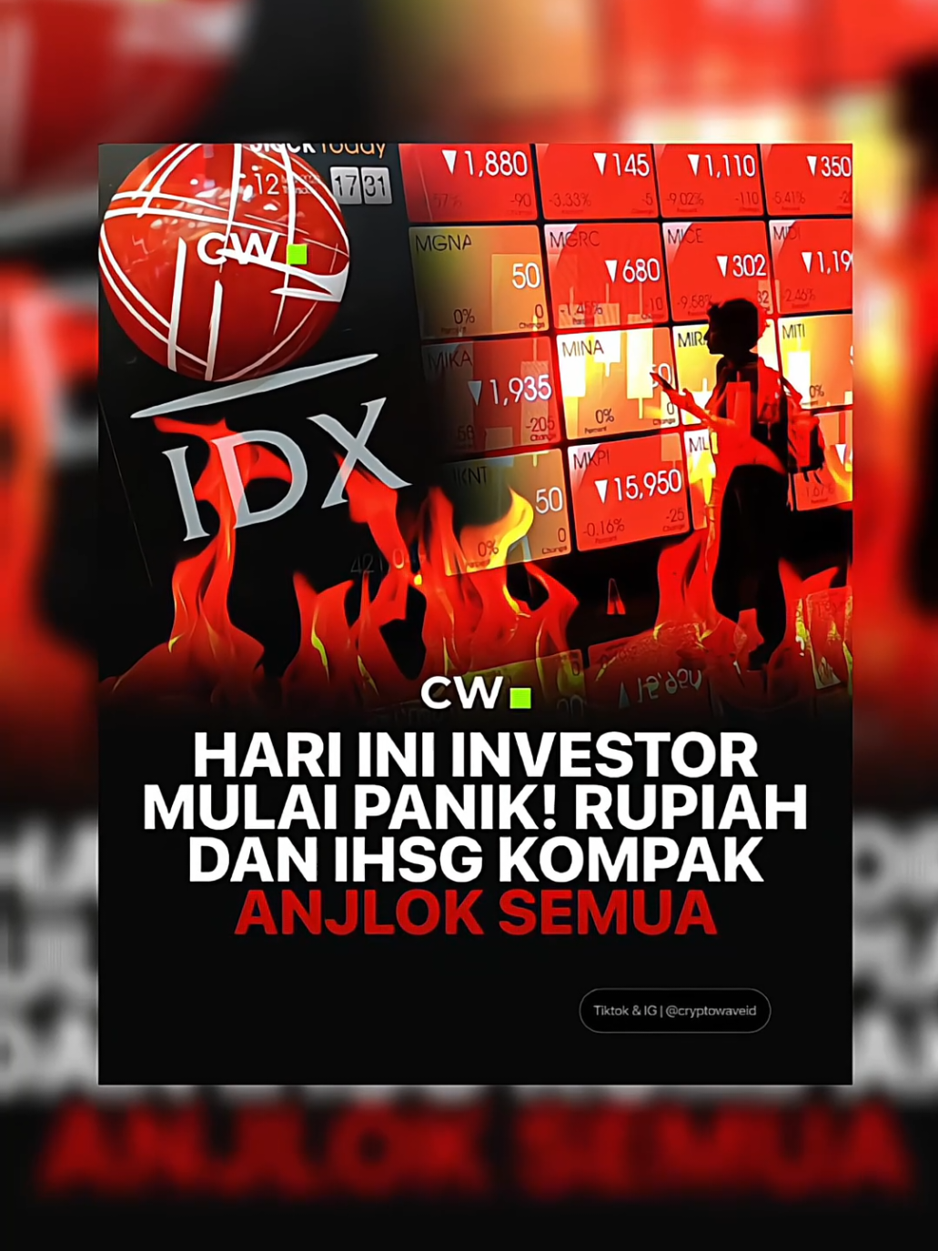 Hari ini IHSG dan Rupiah kompak anjlok! Terpantau IHSG turun hingga lebih dari -2% dan rupiah menyentuh angka Rp16.507 #cryptowave #demo #saham #ihsg #ojol 