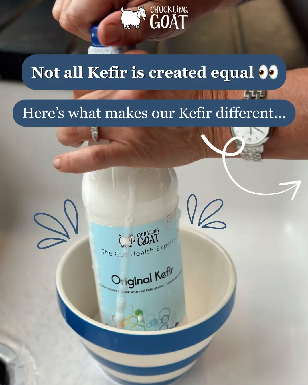 Discover the difference with our homemade, traditionally fermented Kefir 🥛✨ Packed with live cultures and made with love on our family farm!  #kefir #guthealth #kefirbenefits #fermentation #chucklinggoat 