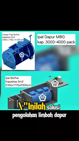 📌 Spesifikasi IPAL Biofive 1. Unit Grease Trap Biofive Kapasitas: 3 m³ Dimensi: Ø135 x T150 x P230 cm Material: Fiberglass Reinforced Plastic (FRP) Fungsi: Pemisah lemak dan minyak (grease trap) untuk limbah dapur/MBG 2. Unit IPAL Biofive Kapasitas: 5 m³ Dimensi: Ø150 x T170 x P300 cm Material: Fiberglass Reinforced Plastic (FRP) Sistem: Anaerob – Aerob (MBBR / Extended Aeration) Aplikasi: Limbah dapur/MBG kapasitas 3000–4000 pack per hari 3. Peralatan Mekanikal & Elektrikal Blower Aerasi : 2 unit @ 100 Watt (operasi bergantian/backup) Pompa Transfer : 1 unit (kapasitas disesuaikan debit, ± 1–2 m³/jam, daya ± 125–250 Watt) Control Panel Listrik : Timer untuk pengaturan blower otomatis MCB & proteksi overload Saklar manual/otomatis pompa transfer Indikator listrik (ON/OFF) 4. Fitur Tambahan Sistem pipa inlet & outlet lengkap Pipa backwash / pembersihan lumpur Manhole inspeksi fiberglass Instalasi siap pakai (Plug & Play) #IPALBiofive #GreaseTrap #IPALDapur #IPALRestoran #IPALHotel 