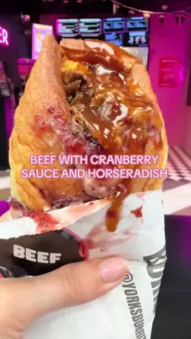 BRAISED HEREFORDSHIRE BEEF CRANBERRY SAUCE AND HORSERADISH  #yorksburrito #yorkshireburrito #yorkshirepudding #FoodLover #tiktokfood 