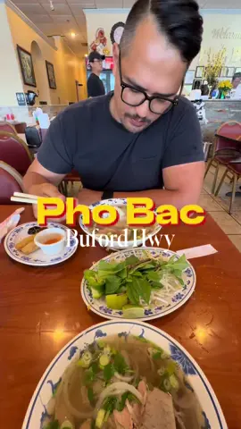20+ years in ATL and Pho Bac still hits the same 🍜 My wife’s on the gỏi cuốn, I’m on the chả giò. When you’re young you chase trendy, when you’re older you come back to what’s good. Pho + egg rolls = comfort food after a long day. #PhoBac #BufordHighway #AtlantaOGSpots #ATLFoodie #VietnameseFood    