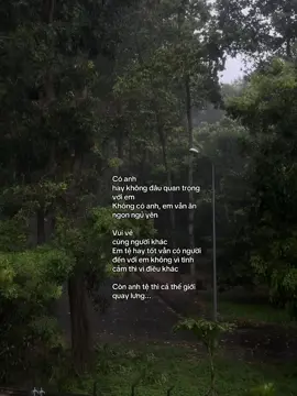 Có anh  hay không đâu quan trọng với em Không có anh, em vẫn ăn ngon ngủ yên Vui vẻ  cùng người khác Em tệ hay tốt vẫn có người đến với em không vì tình cảm thì vì điều khác Còn anh tệ thì cả thể giới quay lưng... #xhtiktok #vantruong #fyp #couple 