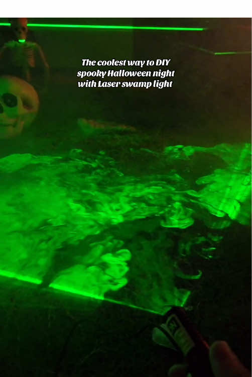 Is there any body don’t know the coolest way to DIY spooky Halloween night 🌃with laser swamp light? 🧟‍♀️ Limited stock, just get one ☝️ to work with your low lying fog machine to create such cool swamp effect 😎#laserswamp #diyhalloween #spookyseason #greenswamp #halloweendecor 