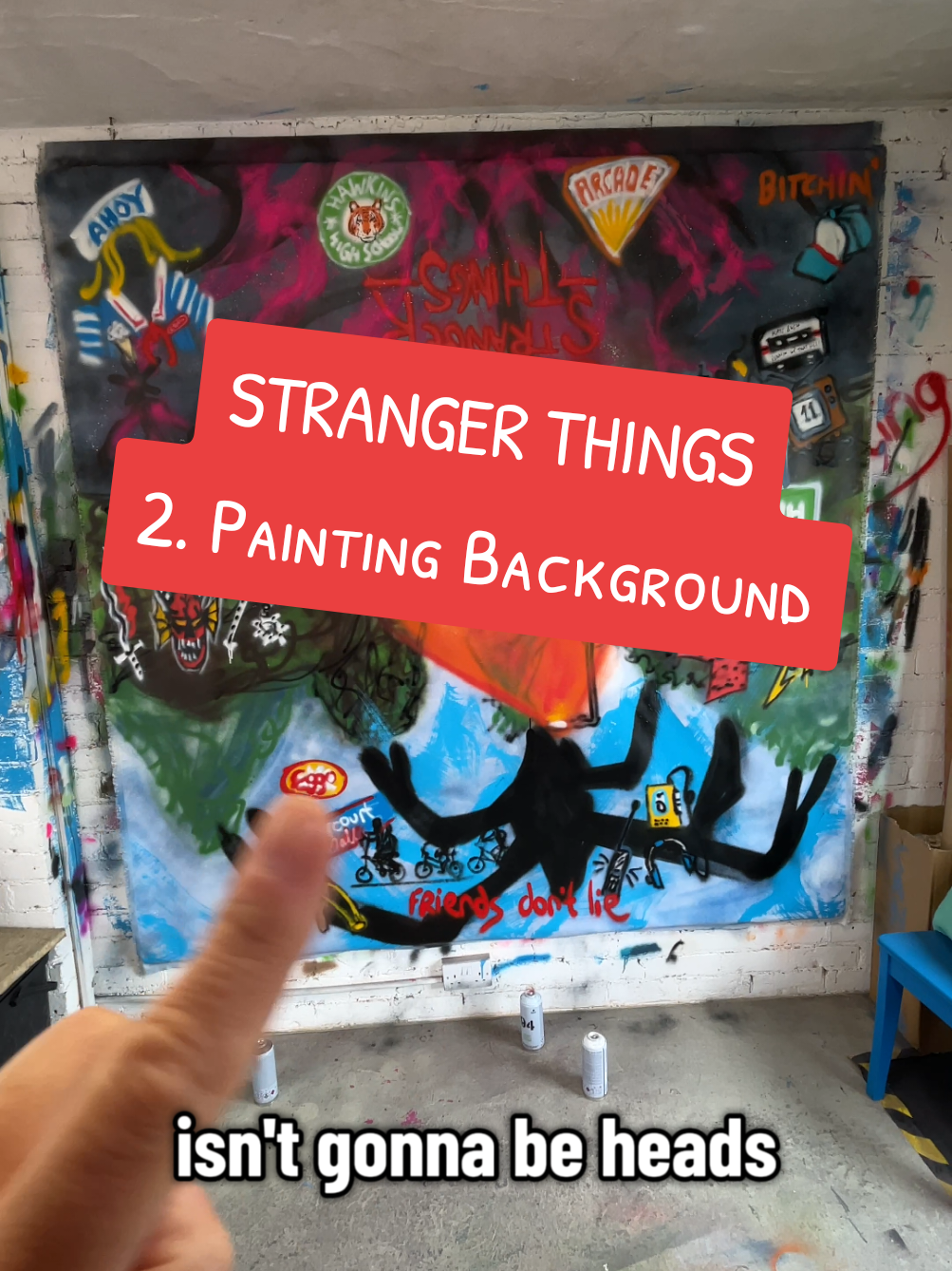 STRANGER THINGS UPDATE: Details about the background of the piece. Lots of little details and 'Easter Eggs' linking back to the show 🎁 Did I miss any? 🔎 In the next video, I'll show you the complete cast of characters that I will be painting so stay tuned 😉 #strangerthings #jossiepops #ArtPrints #strangerthingsfan #strangerthingsedit 