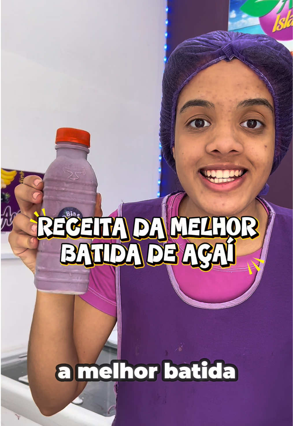 Receita da melhor batidinha de açaí para o seu delivery 😋 . . -Aproximadamente 200g de açaí -De 100 a 150 ml de leite  -30g de leite condensado -40g de leite em pó Bate tudo no liquidificador até ficar bem consistente ✅ Coloca leite condensado em volta da garrafa e depois é só colocar a batida 😍 . . #acaiteria #batidadeacai #acainatigela #acaideliveryaçaí #acaibowls 