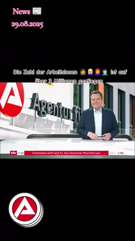 Die #Zahl der #Arbeitslosen 🧔‍♀️👩‍🦰👱🏼‍♀️👨🏻‍🦱 ist auf über #3Millionen gestiegen. #ArgenturfürArbeit #Jobcenter Nachrichten News 29.08.2025