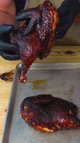 Smoked BBQ Chicken Halves! This might be the juiciest bird I have ever made. Here is how I made it: - Preheat your smoker to 300-350 degrees. I’m using my 22” @webergrills Kettle - Grab some kitchen shears and cut along the spine and remove it - Flip the chicken over and press down on the breast to break the breast bone - With a sharp knife, cut the chicken in half - Starting with the bottom side, season the chicken with your favorite bbq rub, I just used a Salt, Pepper Garlic mix of 2 parts course black pepper, 1 part kosher salt and 1/2 part garlic powder - Place them on the smoker in indirect heat and let them cook for about 45-60 minutes - Warm up your favorite BBQ sauce, I used @blueshognation original and brush the sauce onto the chicken when they hit about 160 degrees internal temperature in the breast. I used my @meatermade plus to monitor my temps - Pull them off when they hit 165 internal temperature, about 10 minutes after saucing. Total time may vary pending on the size of your chicken, so go by internal temperature - Let these rest for 10 minutes and you should have some juicy, smokey, bbq chicken. #chicken #bbqchicken #smokedchicken #chickenrecipes              