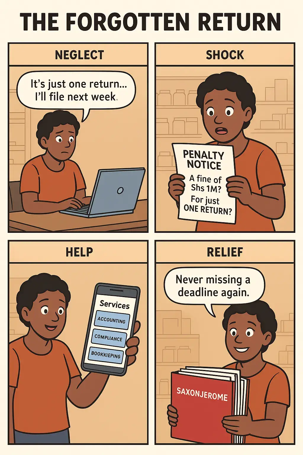 Don’t gamble with deadlines. SAXONJEROME keeps your returns timely — every time. #SaxonJerome #URAdeadlinesUG #TaxComplianceUG #AvoidPenalties #URAuganda 