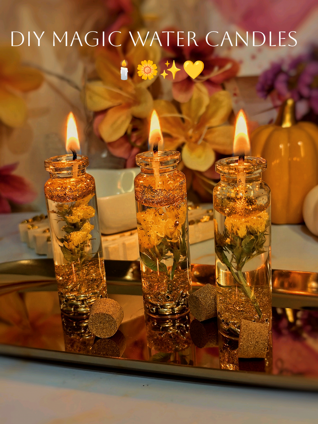 Easy DIY Magic Water Candles ✨🌼🕯️💛 #craft #creative #candle #candlemaking #DIY 