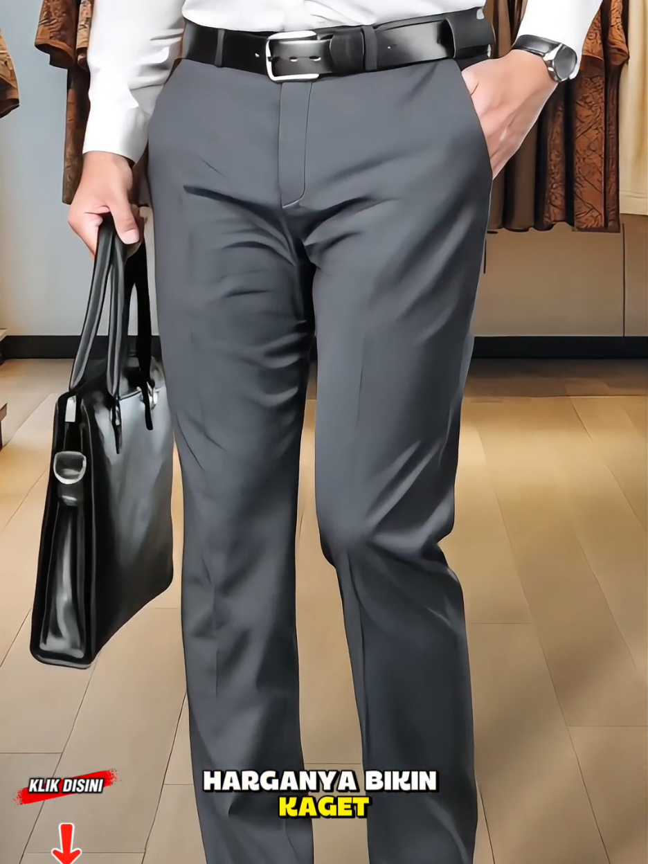 Membalas @m.aderizal.m.ader Celana Formal Slim Fit Premium  Wajib punya nih celana formal yang paling dicari! Model slim fit-nya bikin kaki keliatan jenjang dan rapi. Bahan wool premium, dijamin adem, nyaman, dan gak gampang kusut. Cocok banget buat outfit ngantor, acara formal, atau meeting penting. Lagi diskon 67% lho! Langsung check out di keranjang kuning sekarang! #celanapria #celanakantor #celanaformal #fashionpria #ootdkantor