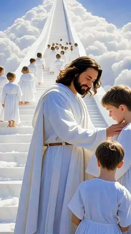 A moving scene of Jesus receiving the children into Heaven.🙏 The Bible says, 