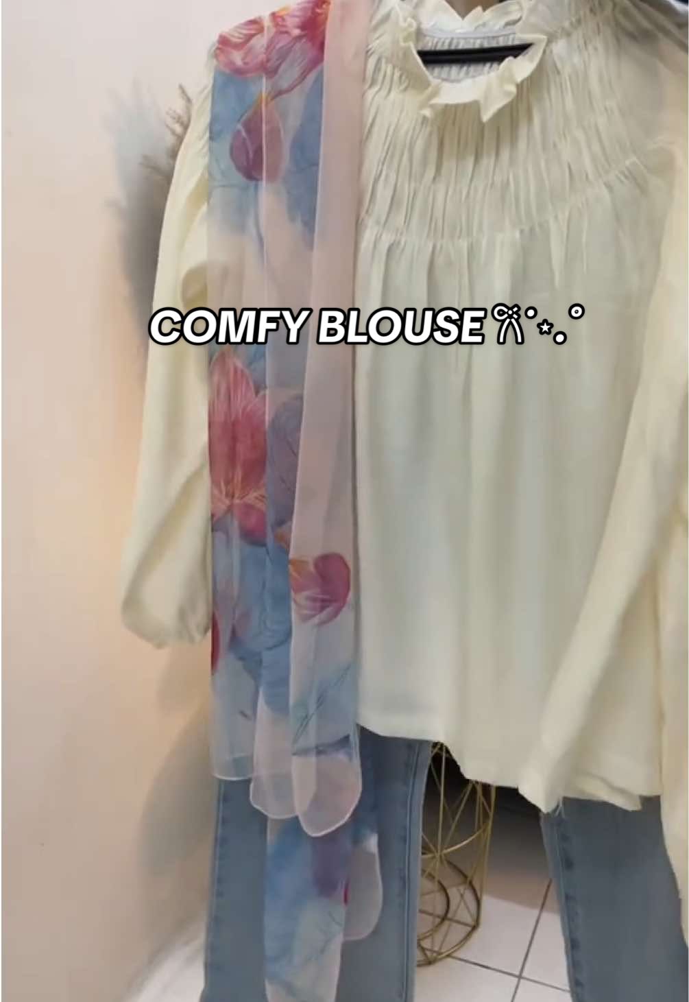 Comfy blouse ❄️🌸 #blouse #shawlviral #shawlprinted #selendangbiru #printedshawl 