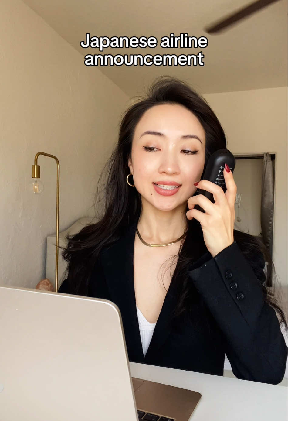 I mean, how else would you pronounce “blake”🤷🏻‍♀️😂👨🏾‍🏫 #japanese #airlineannouncement #nihongo #japaneseactress #japantok 