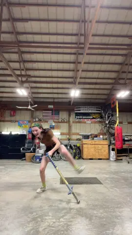 6 1/2 jumps on my first try in almost 15 years???  - #pogostick #childhoodmemories #brokenbones #nostalgia #antuiqes 