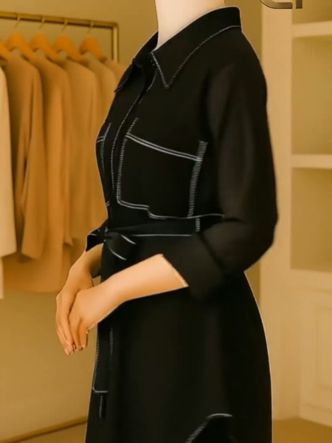 Tunik kemeja denim hitam trendy #TunikHitamKekinian #BajuMuslimTrendy #KemejaTunikWanita #OutfitHijabStylish #FashionWanitaMurah