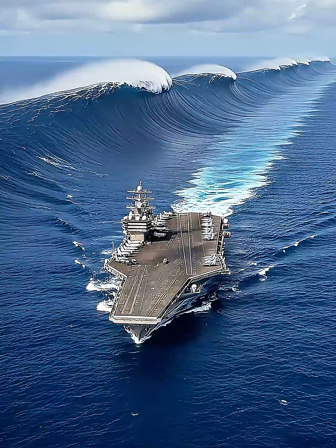 🌊A tsunami engulfs an aircraft carrier