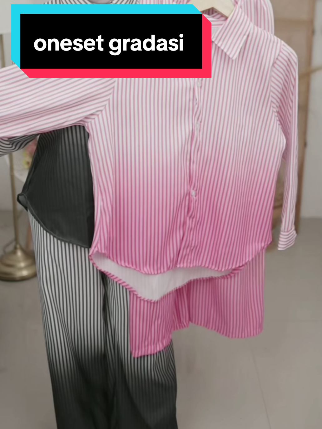 Pre-order AQILA - One Set Pinstripe Stripe / Kemeja Cotton Stripe / Kemeja Couple #kemeja #oneset #setelanwanita #foryou #bismillahfyp 