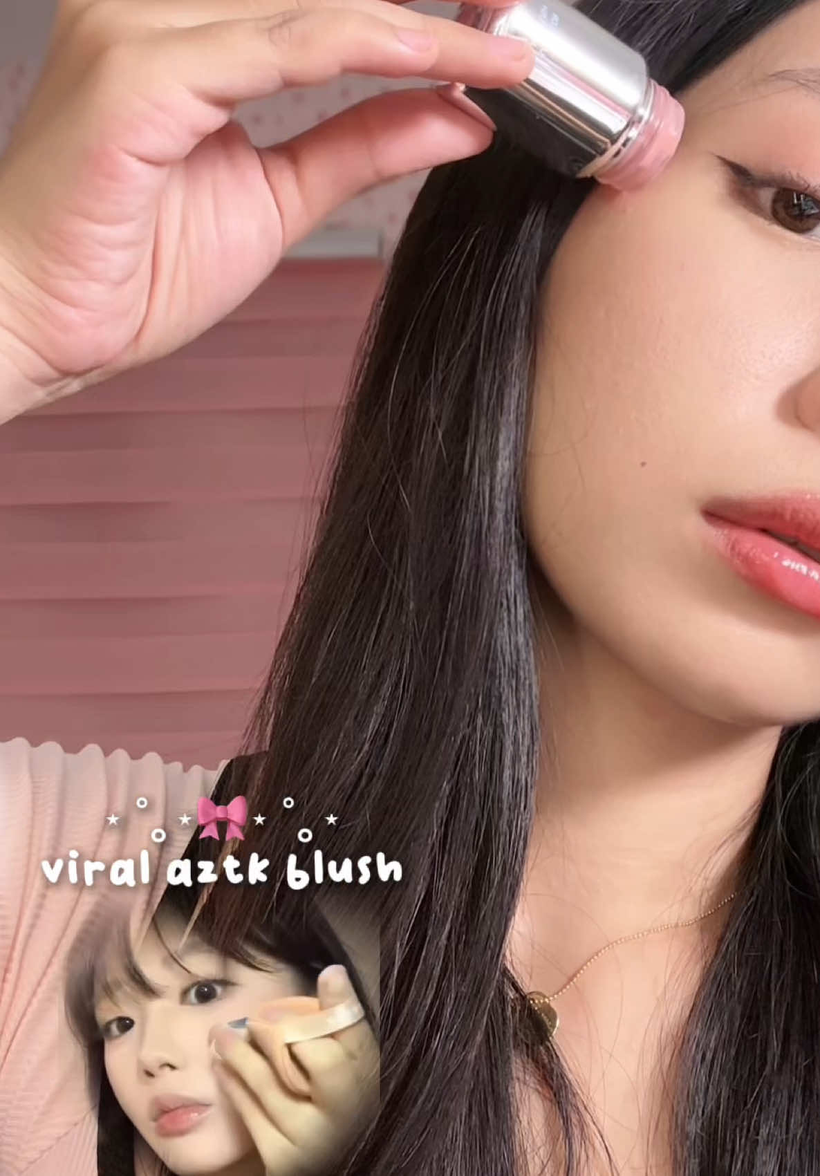 trying the VIRAL AZTK BLUSH in the shade jc04💗🎀 @aztk.cosmetic suprisingly i didn’t lift up my base!😍💗 #aztkblush #viralmakeup #cbeauty #aztk #chinesemakeup 