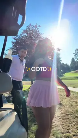 My OOTD got hijacked. He just wants to be the main character.  my job was just to drive the golf cart, feed him snacks, write scores down, & take videos of him. I worked really hard today!  #golfingoutfit #golf #golftok 