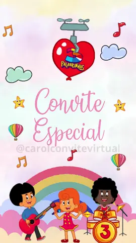 Convite 3 palavrinhas  #3palavrinhas #fy #conviteanimado #maedemenina  #criança 