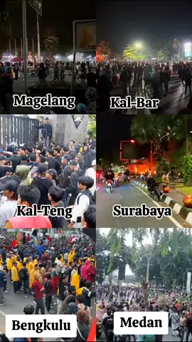 Beberapa daerah lainnya. Ulah para pemangku kepentingan yang haus kuasa, rakus. Akibat omongan para pejabat yang seolah kebal segalanya. Ini akibatnya jika rakyat dilawan.  #demo #ojol #brimob #solidaritas #dilindas 