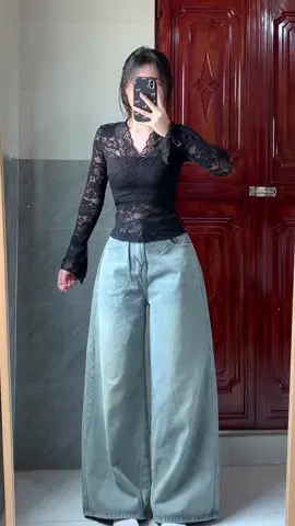 có thể cưới luôn quần ống rộng😍 #outfit #viraltiktok #hottrend #xh #quanongrongcapcao 