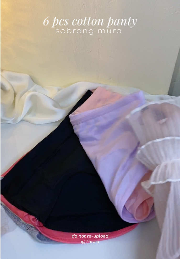 Super mura na nitong 6pcs set na cotton panty. I checkout niyo na ✨ #pantyforwomen #6pcspanty #cottonpanty #plainpanty #fyp 