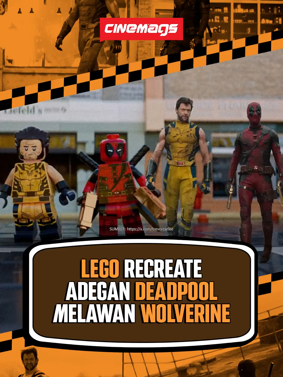 Ada satu kreator Lego yang membuat ulang full adegan iconic dari 'Deadpool & Wolverine' yaitu adegan saat Deadpool akhirnya melawan Wolverine. Gimana menurut kamu? Keren ga nih hasil versi legonya? sumber: https://x.com/trevorcarlee #Cinemags #Lego #Deadpool #Wolverine #Marvel