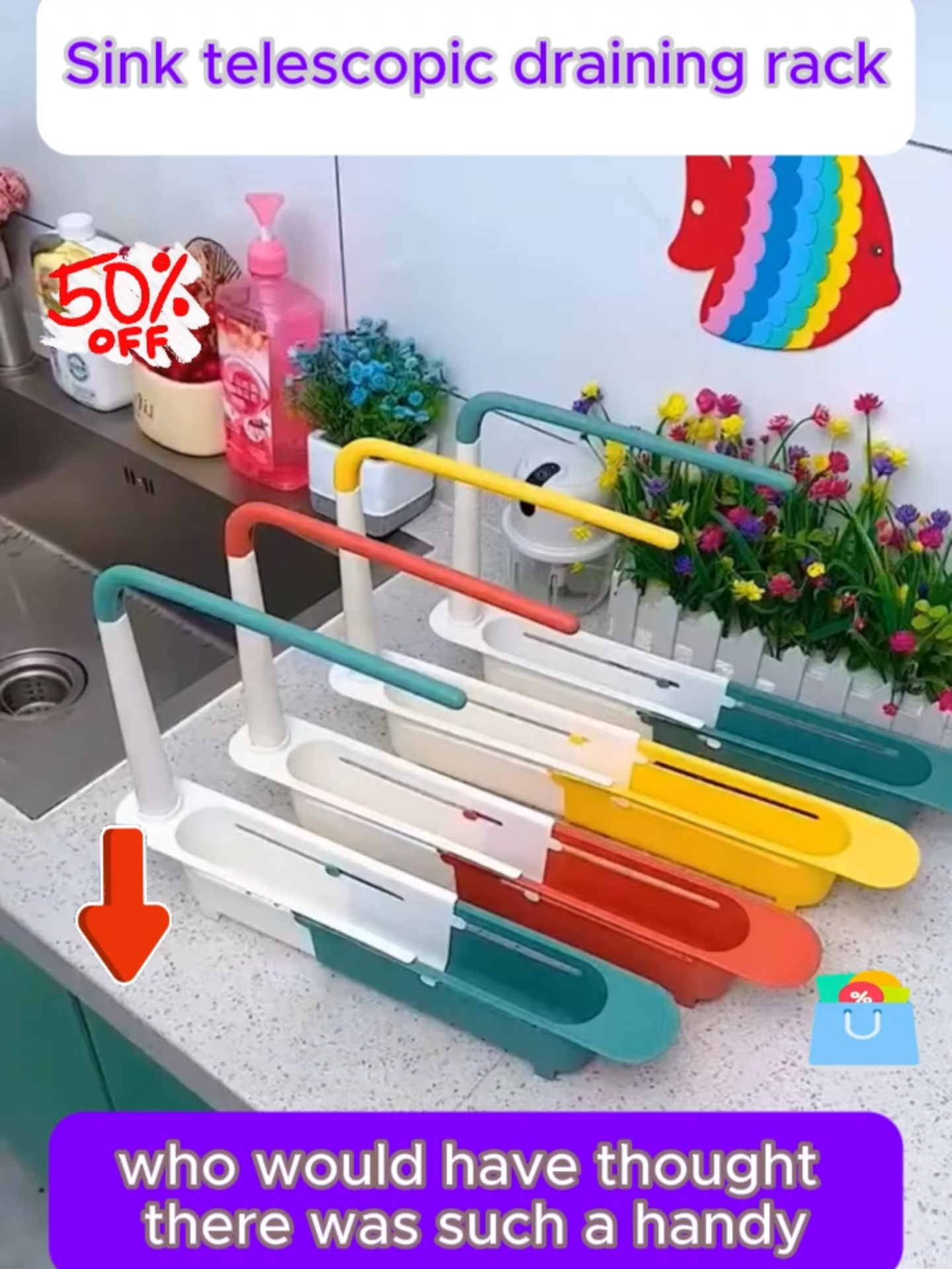 Adjustable 2-in-1 telescopic sink storage rack