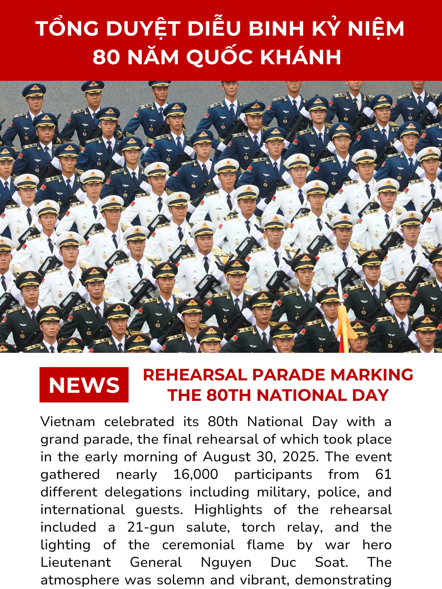 Ngày hội non sông: Tổng duyệt diễu binh kỷ niệm 80 năm Quốc Khánh #ieltsikes #IELTSIKES #ikesstudy #trending #viraltiktok #xuhuong #xuhuongtiktok #practice #shadowing #listening #english #StudyTips #IKESSTUDY #ilovetiktok #IKESENGLISH #ikesenglish #studyenglish #speakingenglish #LearnOnTikTok #studygram #IELTS #dieubinhvietnam #dieubinh2025 #dieubinhdieuhanh #lequockhanh #quockhanh #lichsuthegioi #History
