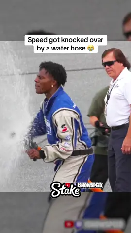 Speed got knocked over by a water hose 😭 #ishowspeed #speed #ishowspeedclipz #stake #viral 