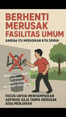 ayo kembali ke tujuan awal kita untuk menyampaikan aspirasi kita bukan melakukan tindakan anarkis dan melanggar hukum #salingjaga #indonesia🇮🇩  #aspirasi #demo #demonstrasi 