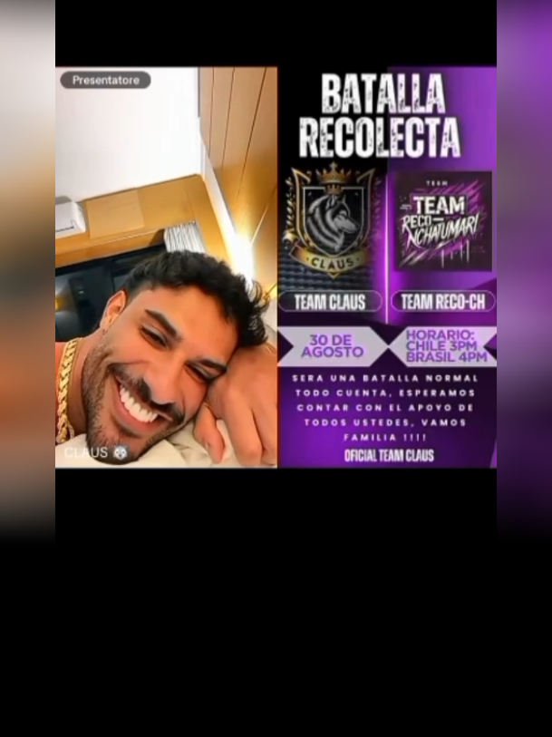 Nao percam a batalha de recolecta do Team Claus (a beneficio do @CLAUS 🐺 )de hoje sabado 30 de Agosto as 16 horas do Brasil🇧🇷 /21 horas da Italia🇮🇹 na pagina de tik tok de @OFICIAL TEAM CLAUS 🐺🖤 🐺💪🔥 #matheusclaus #streamer #tiktoker #brasil🇧🇷 #batalhadetiktok @@❤️‍🔥🦊Angelfire🦊❤️‍🔥 @ALYA 🐺💎🐆 @Mar Bel 🐺🍔 @🐺PAOLA CLAUS 🐺🖤🇨🇴 @JESS 🐺✨ @ana🇪🇸🌹🐺 @Anninha Lobo D' Claus 🐺 @Angelica Quintero Favela @Abir 🖤🤍 @🐺𝕾𝖆𝖓𝖉𝖞 𝕮𝖑𝖆𝖚𝖘🐺 @Maria João 🖤🐺 @ANGIE🌸 @AQUA🧚‍♀️ @A T R I A ♾️🐐🐺 @𝘼𝙣𝙩𝙤𝙣𝙚𝙡𝙡𝙖🐺🖤 @DANY  🎨📍🇧🇷 🐺 Bday 05/09 @Elaine Aquarius♒💜🐺 @Fabiula Furtado❤️🐺👩‍❤️‍👨💍 @𝐹𝐸𝐷𝐸𝑅𝐼𝐶𝐴👑 @LAURA FÊNIX🫡🐺❤️‍🔥🪽 @Leena_KSA_🇸🇦 @𝓛𝓪 𝓟𝓪𝓽𝓻𝓸𝓷𝓪 🖤 @miss.lilly_matheus.claus @MorocainChef @My B-day 28/8 🐻♥️Caroline 😻 @Nicki @Railane Branco 🐬♾️🐺  @charm4ul 🐺 