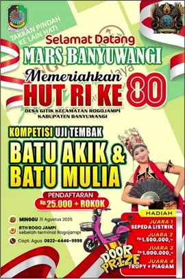 Akikmu Tokne Lurrrr, Ayo Wes Gassss Minggu 31 Agustus 2025 Lokasi di RTH Rogojampi, Barat Terminal, Masuk Dusun Sidomulyo, Desa Gitik, Rogojampi, Banyuwangi Suport By : MARS, Pemdes Gitik, FOSDA #BANYUWANGI #akik #PROMEDIA #socmedpreneur #adatah 