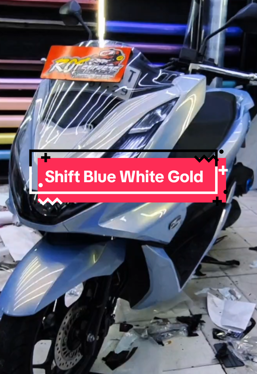 full wrapping shift blue white Gold honda pcx 160 #honda  #hondapcx  #pcx160  #fyp  #tiktok 